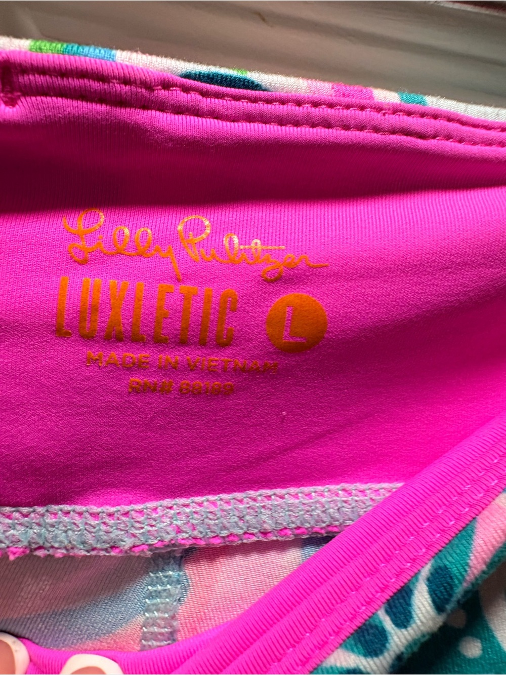 Lilly Pulitzer Bright Pink, Teal & Green Floral Leggings size L - Picture 4 of 6